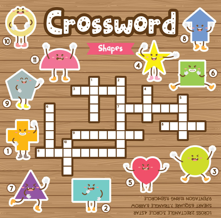 Shapes crossword puzzles for kids