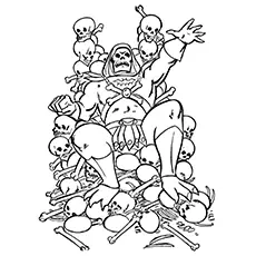 Skeletor and skull coloring page