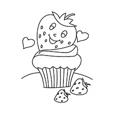 Strawberry cupcake coloring page