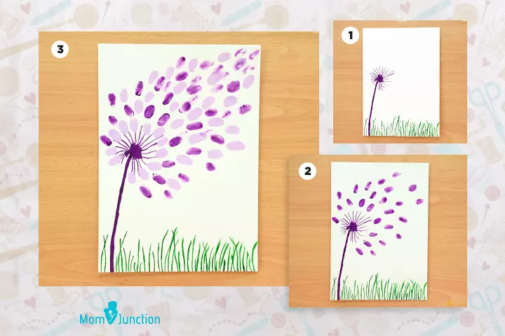 Thumbprint dandelion painting for kids