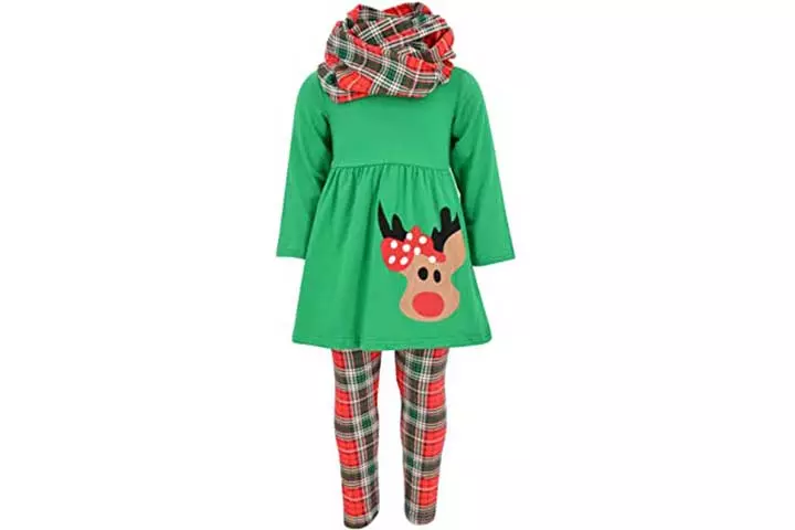 Unique Baby Girls 3-Piece Christmas Rudolph Set