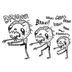 Zombie Looking For Brains coloring page_image