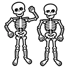 Skulls and skeletons coloring page
