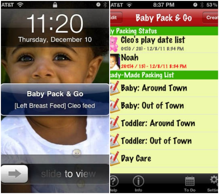 Baby Pack And Go apps for new moms