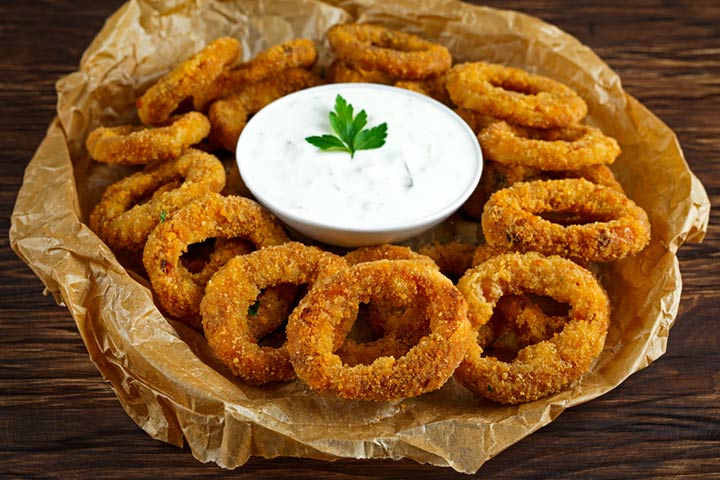Baked onion rings, high protein snacks for kids