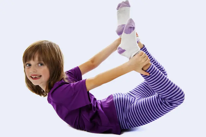 Bow pose stretching exercise for children