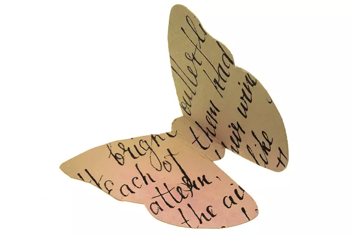 Butterfly with text and images crafts for preschoolers