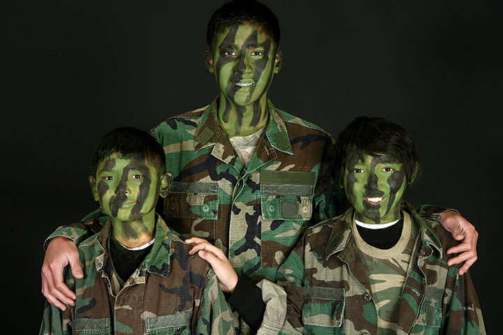 Camo face painting idea for kids