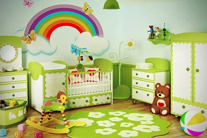 Cartoon themed baby girl room idea