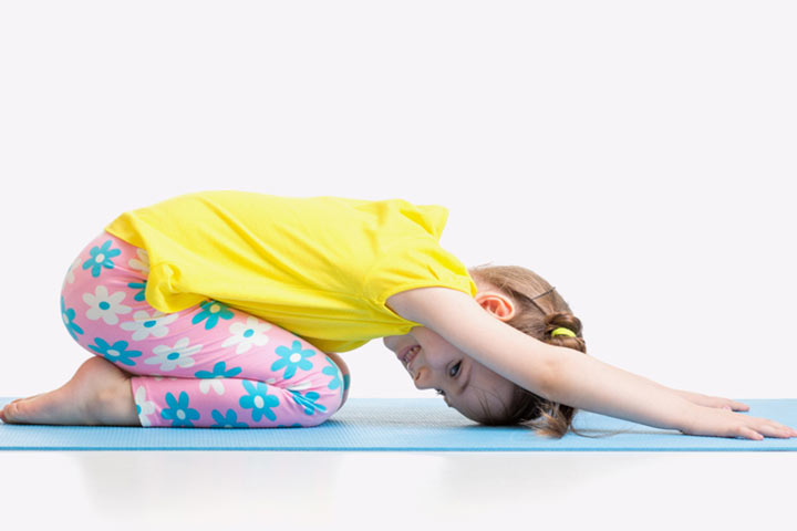 Child's pose stretching exercise for children