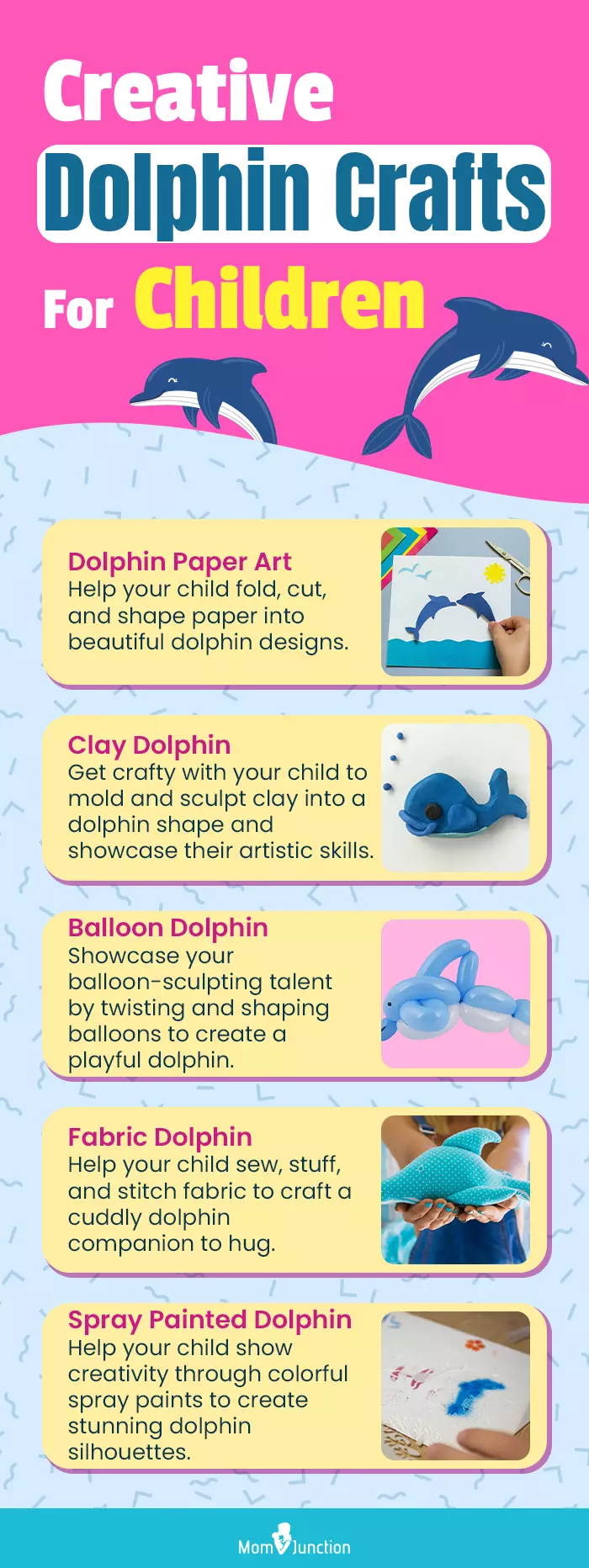 creative dolphin crafts for children (infographic)