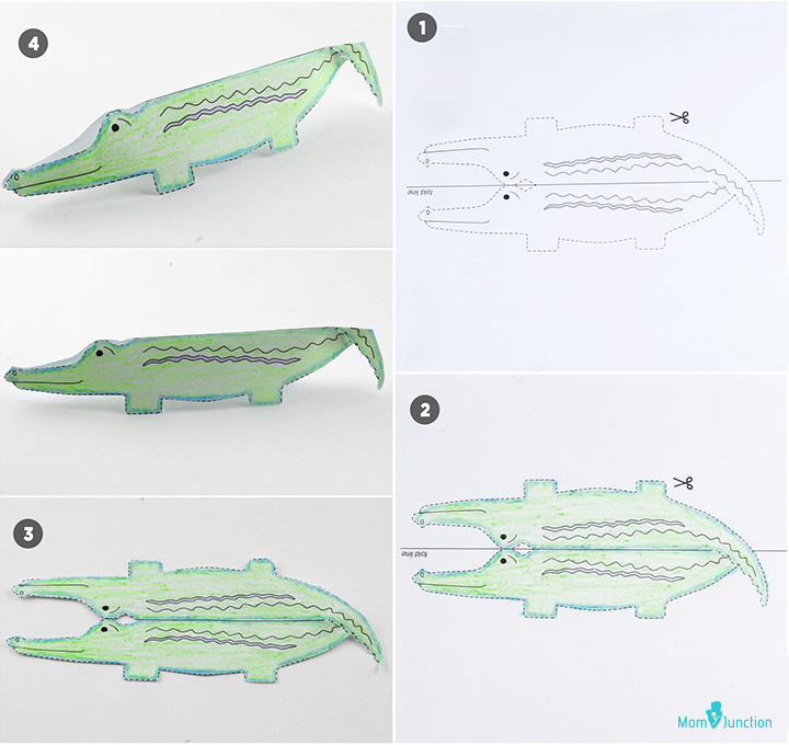 Crocodile paper animal crafts for kids