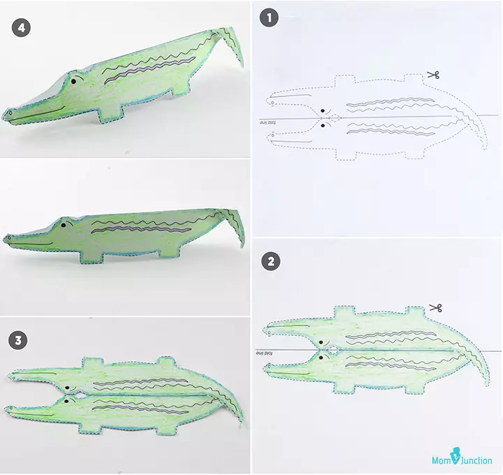 Crocodile paper animal crafts for kids