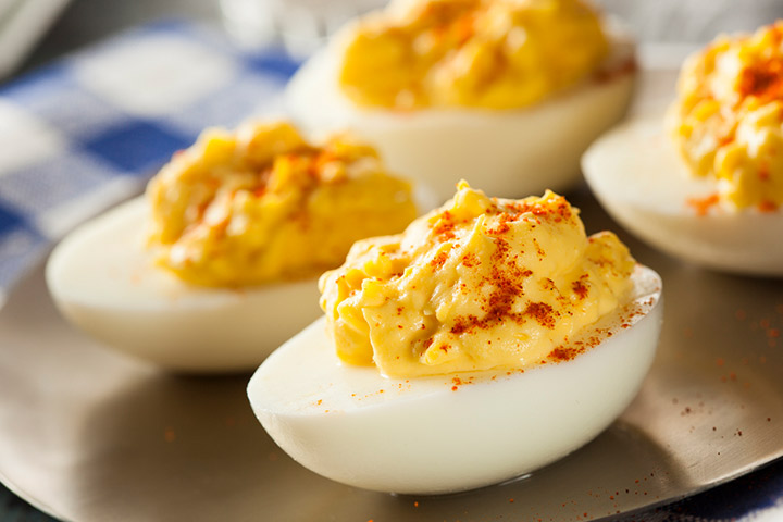 Deviled eggs, high protein snacks for kids