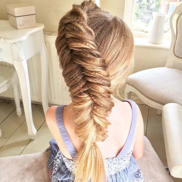 Dutch fishtail braid hairstyle for little girls