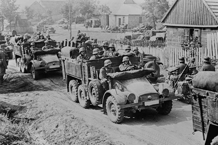 German soldiers invading Poland initiating World War II