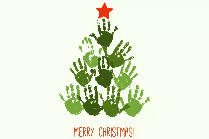 Christmas tree handprint craft for kids