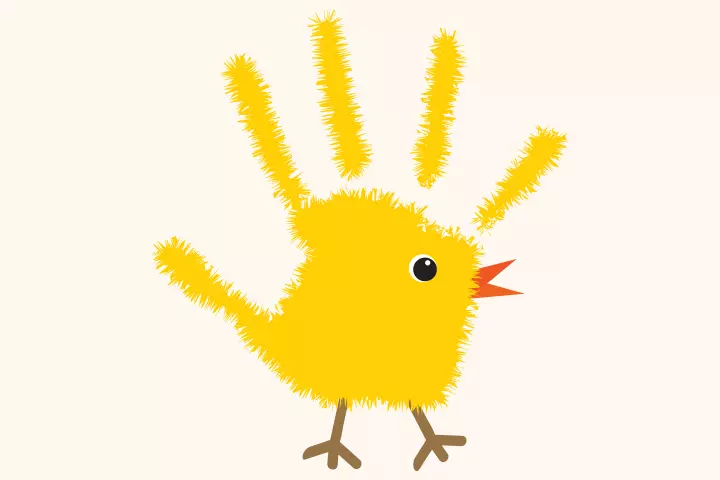 Easter chicken handprint craft for kids