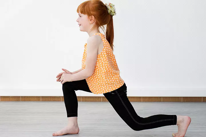 Knee lunge stretching exercise for children