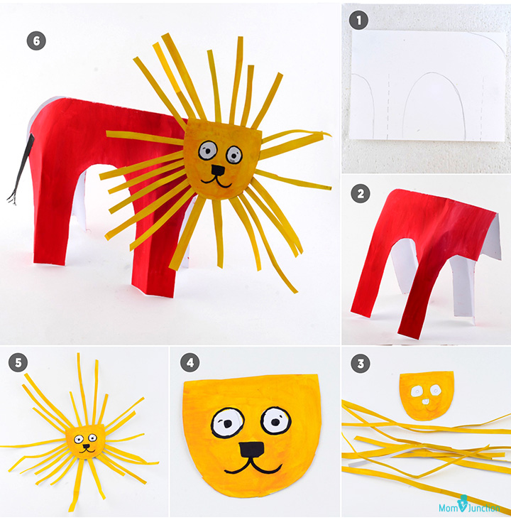 Lion paper animal crafts for kids
