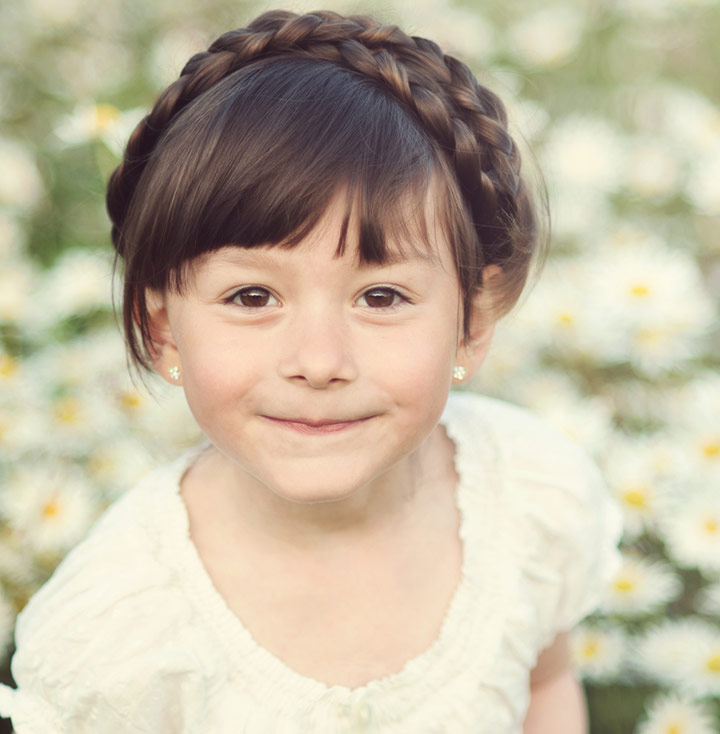 Milkmaid crown braid hairstyle for little girls