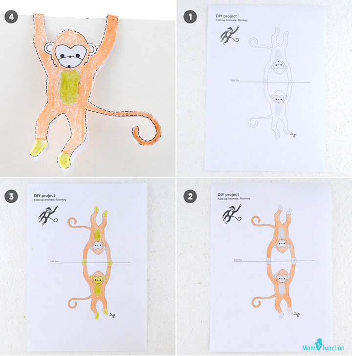 Monkey paper animal crafts for kids