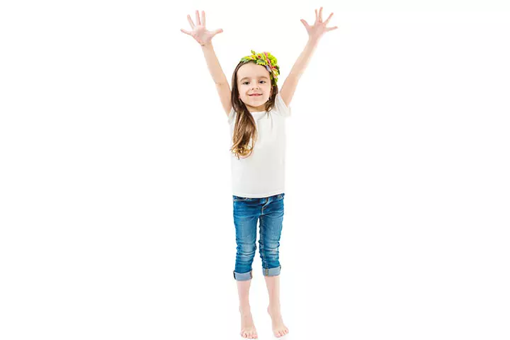 Overhead arm stretching exercise for children