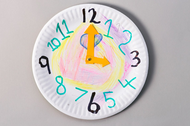Paper plate clock crafts for kids