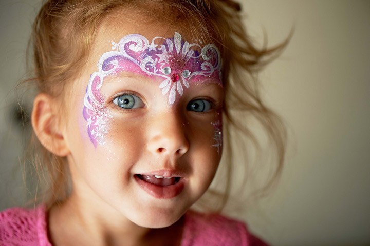 Princess crown face painting idea for kids