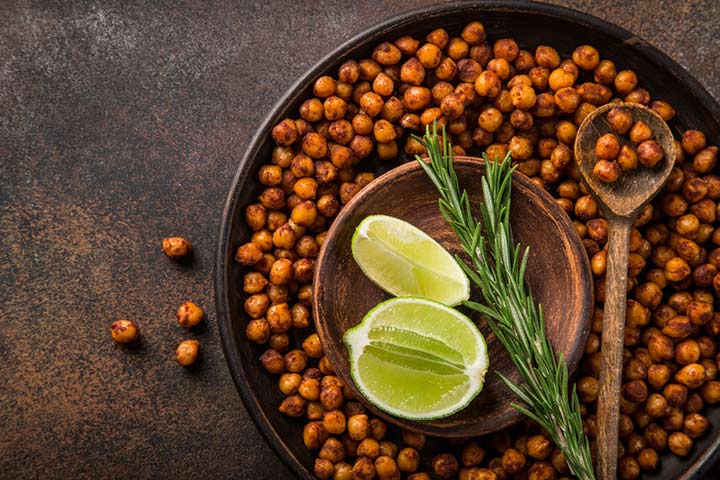 Roasted chickpeas, high protein snack for kids