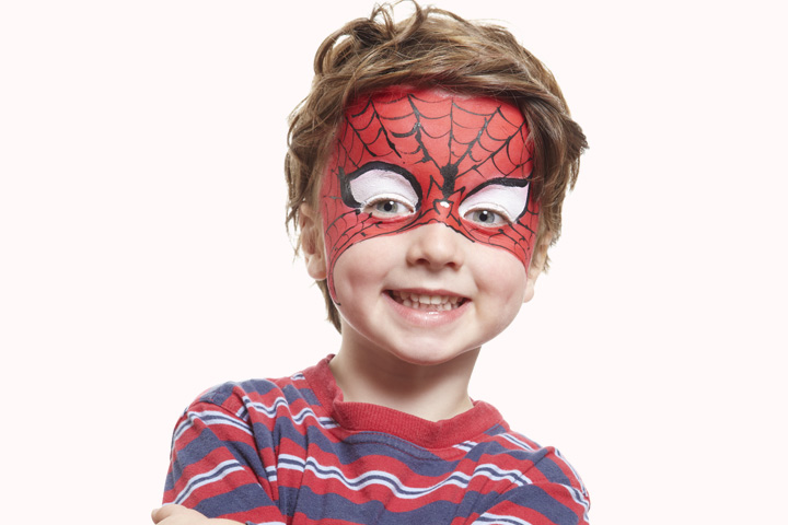 Spiderman face painting idea for kids