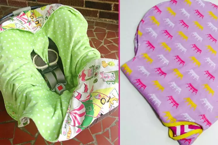 Taking your baby on a wintery evening gets easier with this hooded car-seat blanket.