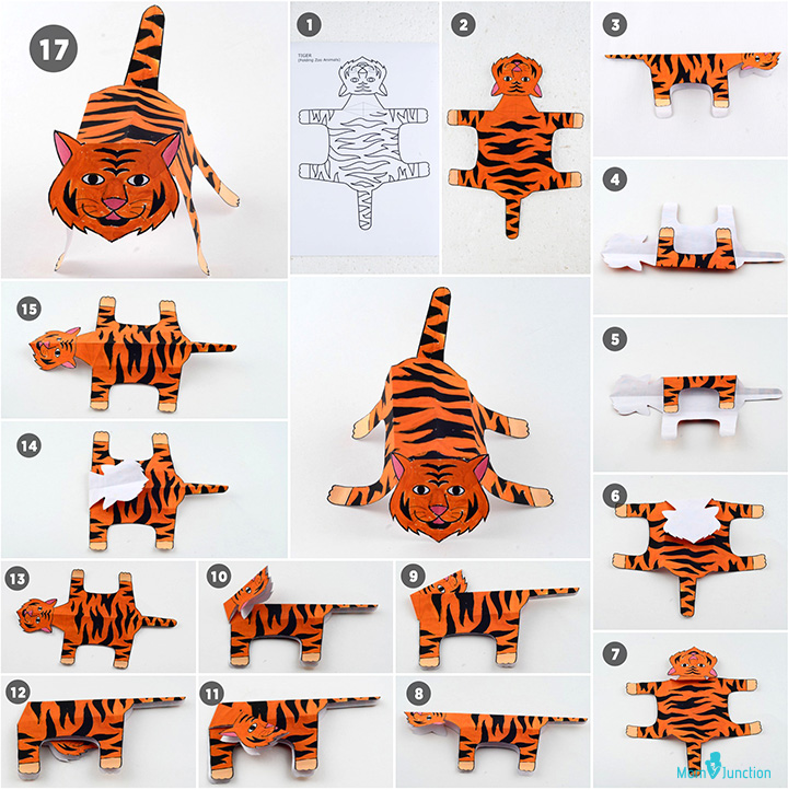 Tiger paper animal crafts for kids