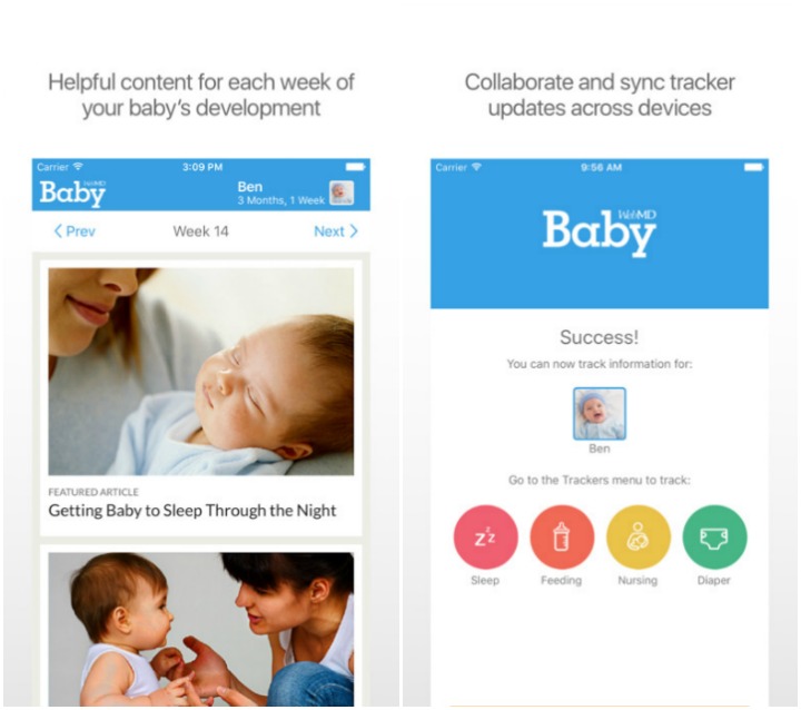 WebMd Baby app for new moms
