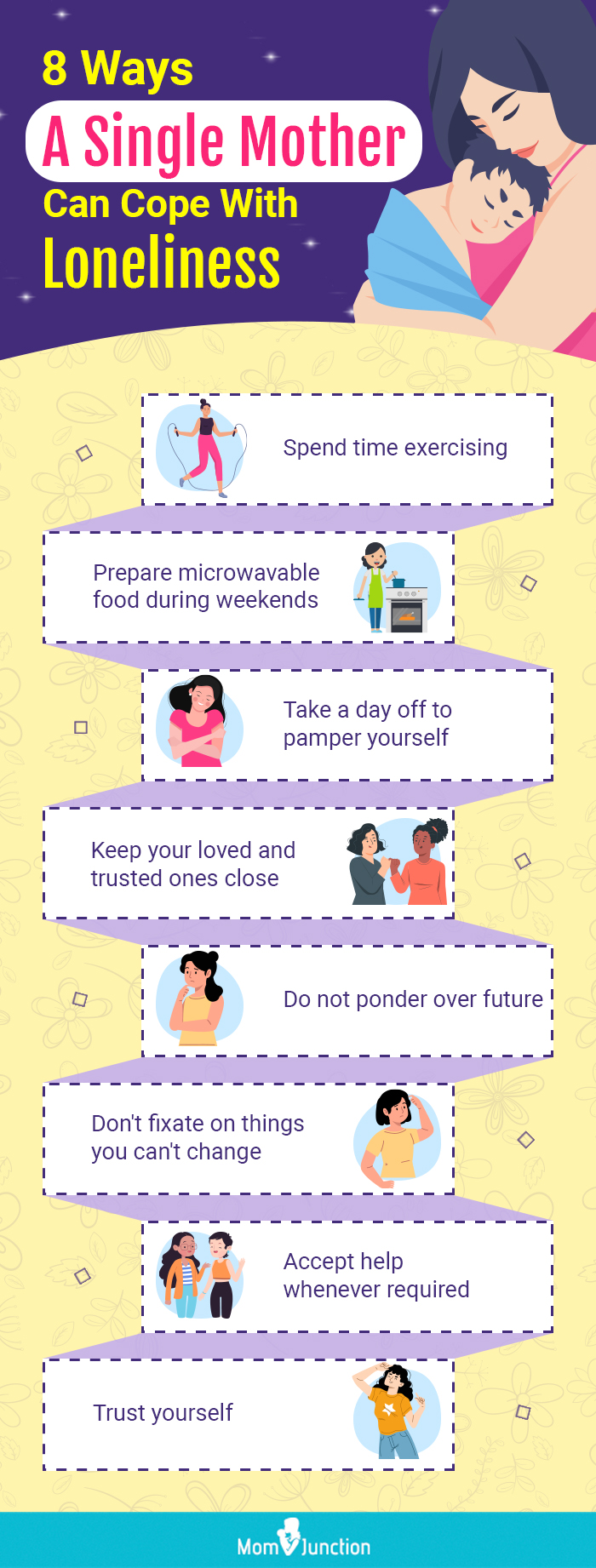 8 ways a single mother can cope with loneliness (infographic)