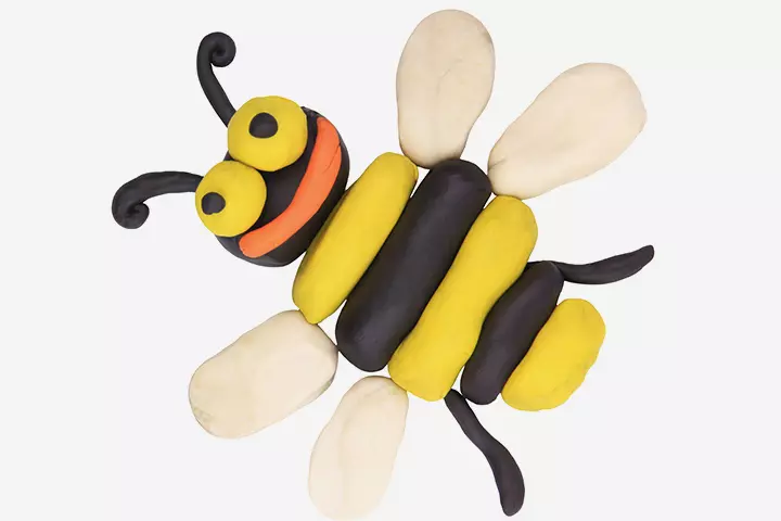 Bee craft from clay, insect and bug crafts for kids