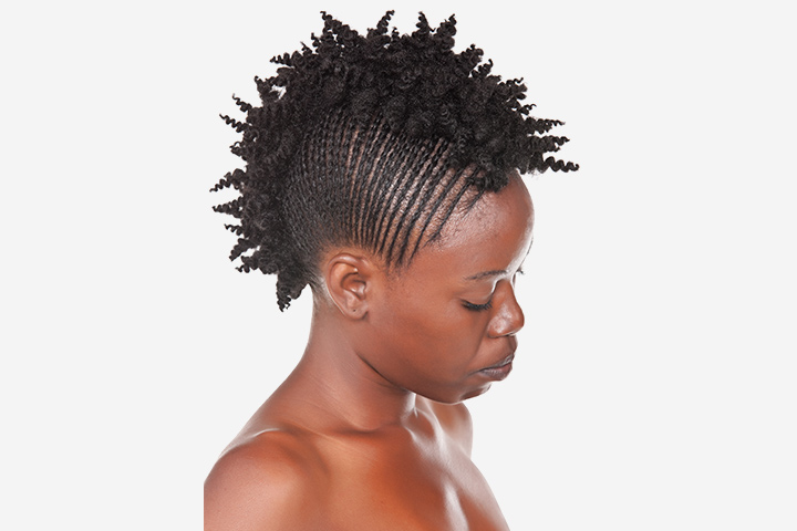 Braided mohawk hairstyle for black teenager