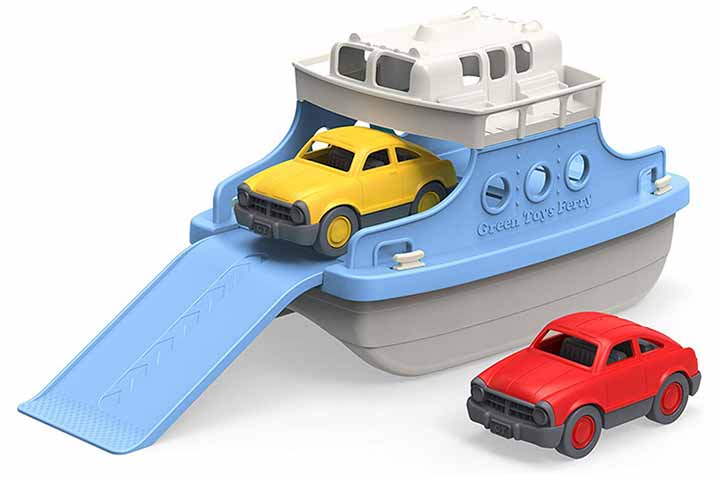 Green Toys Ferry Boat with Mini Cars Bathtub Toy
