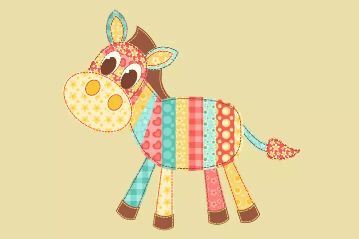 Fabric patch donkey crafts for preschoolers