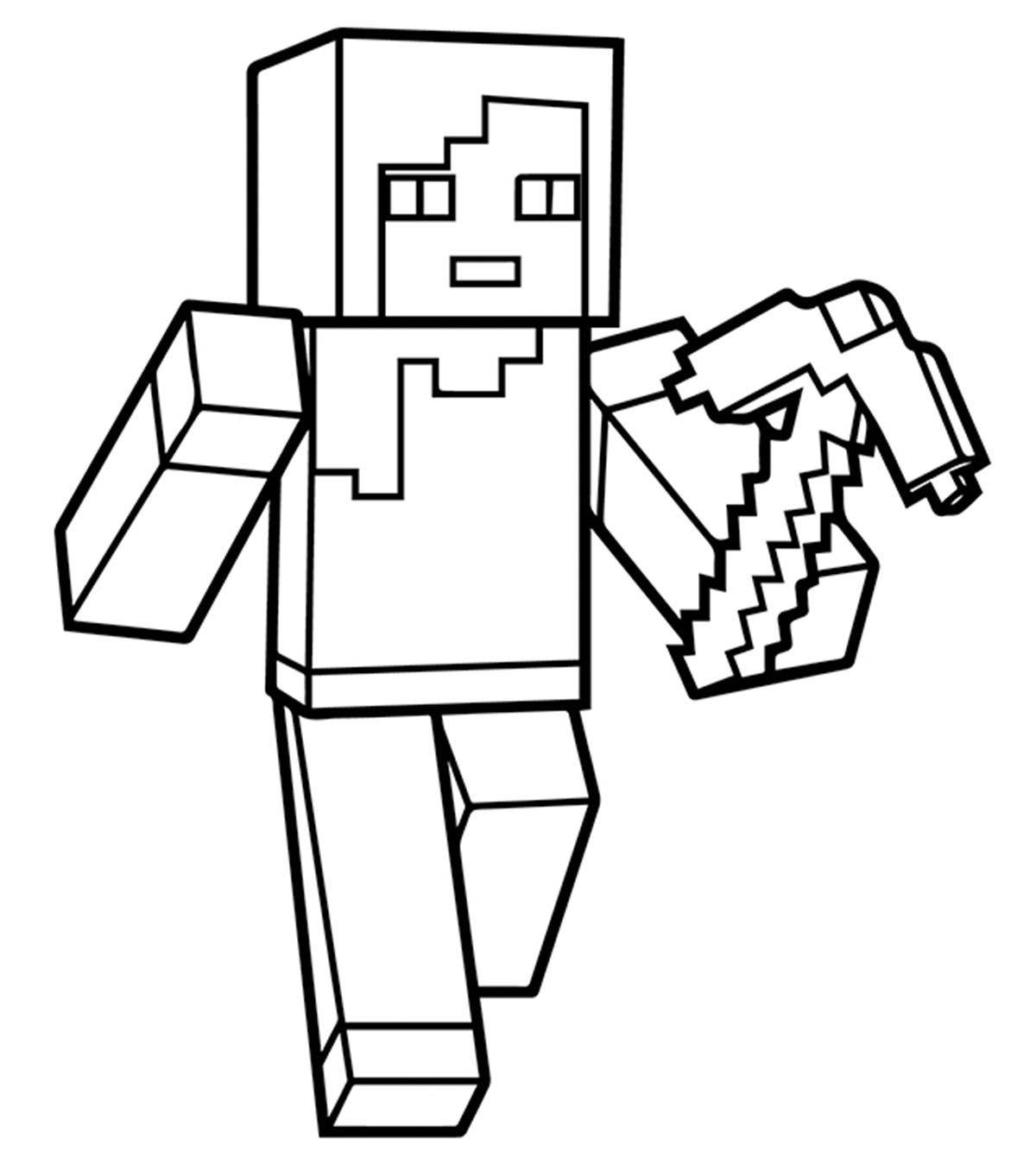 Minecraft Steve Coloring Pages