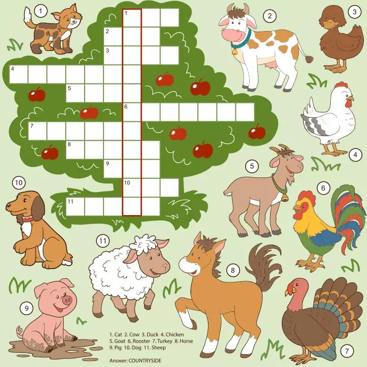 Crossword English worksheets for kids