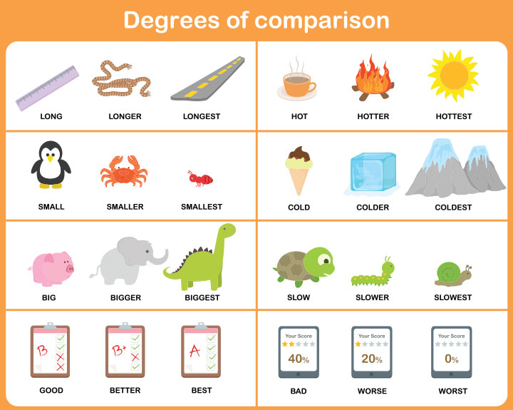 Degrees of comparison English worksheets for kids