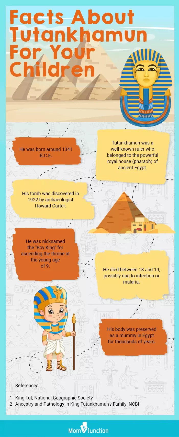 facts about tutankhamun for your children (infographic)