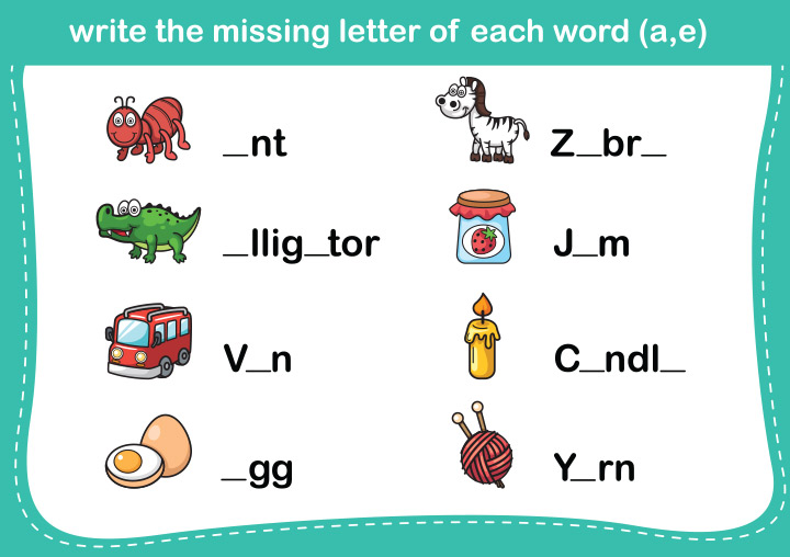 Find the missing letter English worksheets for kids