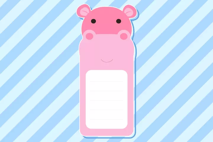 Hippo bookmark craft for preschoolers