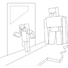 Iron Golem And Steve coloring pages