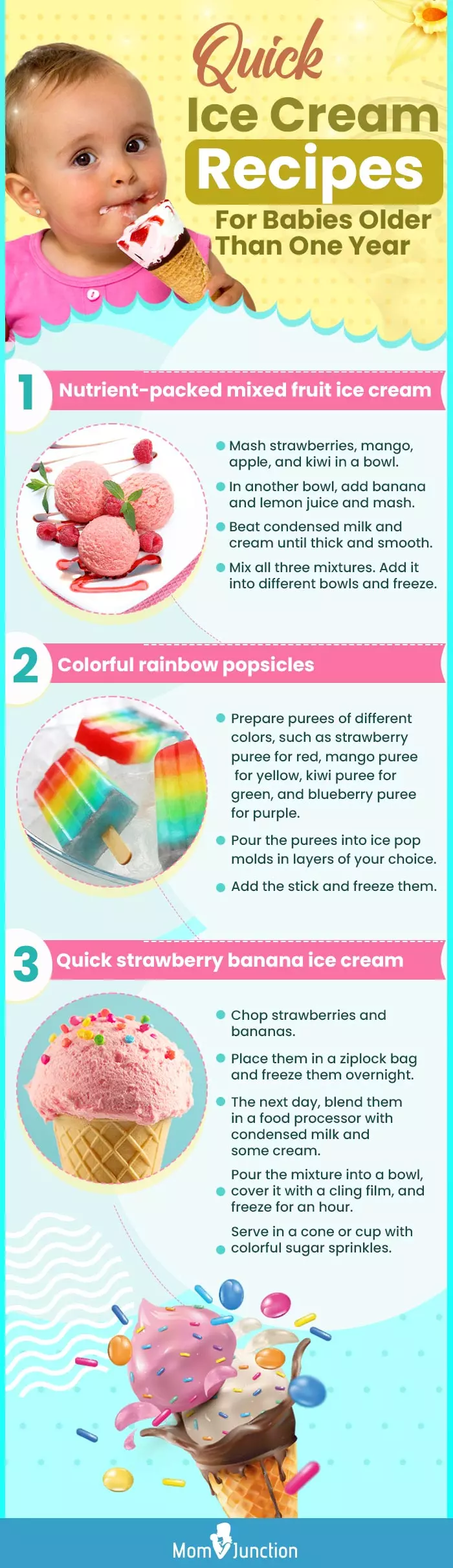 quick ice cream recipes for babies older than one year (infographic)