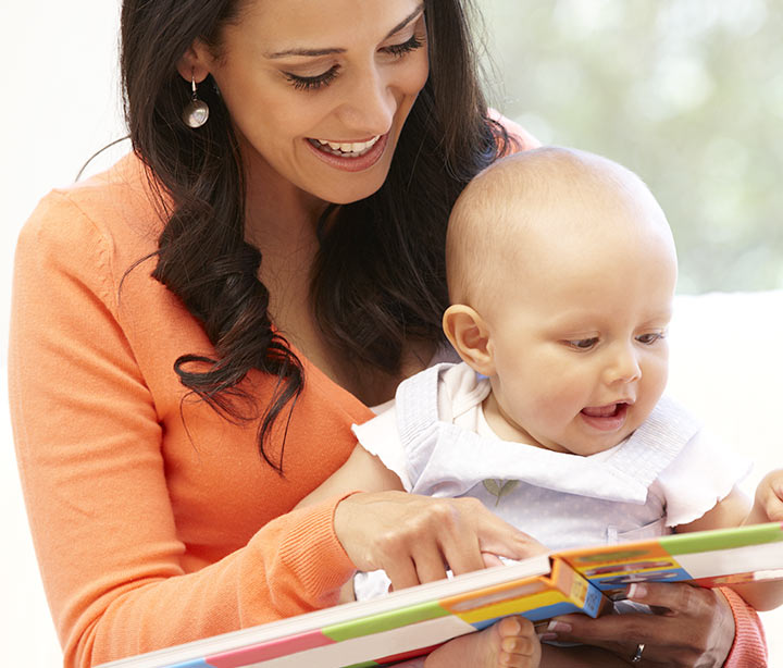Reading time with your 2 month old baby