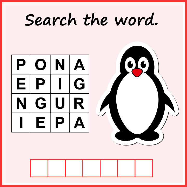 Search-the-word puzzle English worksheets for kids
