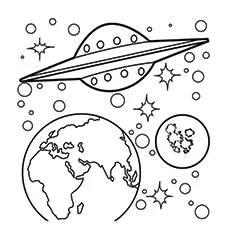 Spaceship in Space Coloring Pages